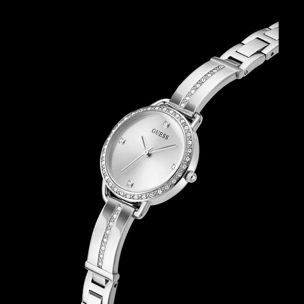 GUESS Ladies Silver-Tone Analogue Watch