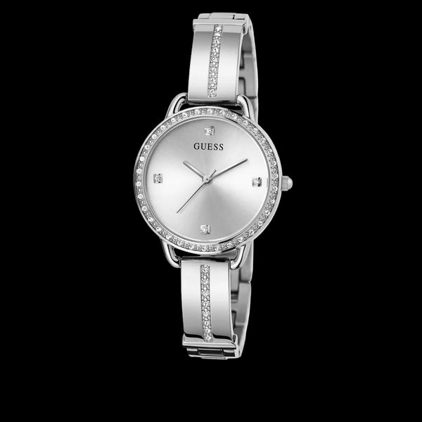 GUESS Ladies Silver-Tone Analogue Watch