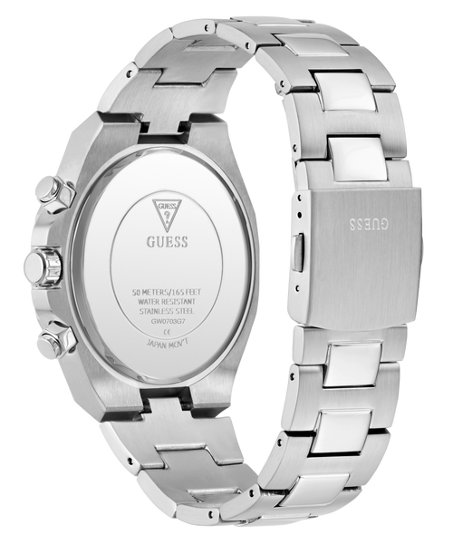 GUESS Men's Silver-Tone Multifunction Watch