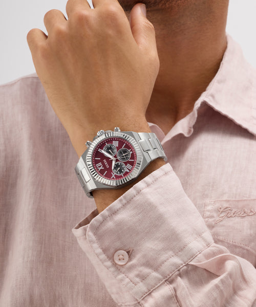 GUESS Men's Silver-Tone Multifunction Watch