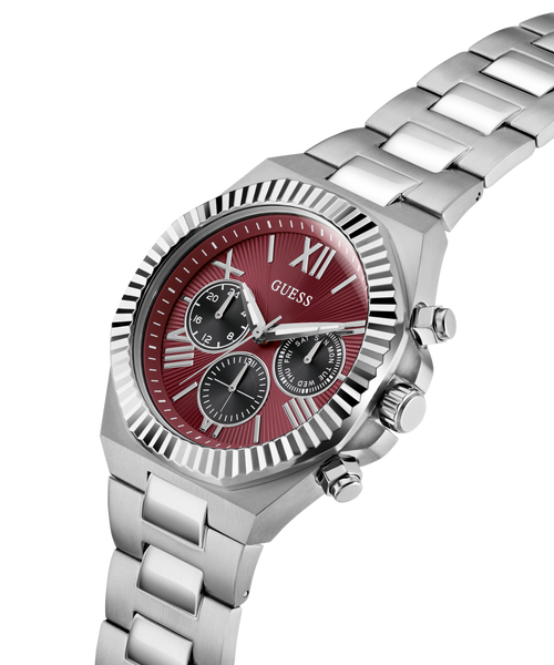 GUESS Men's Silver-Tone Multifunction Watch