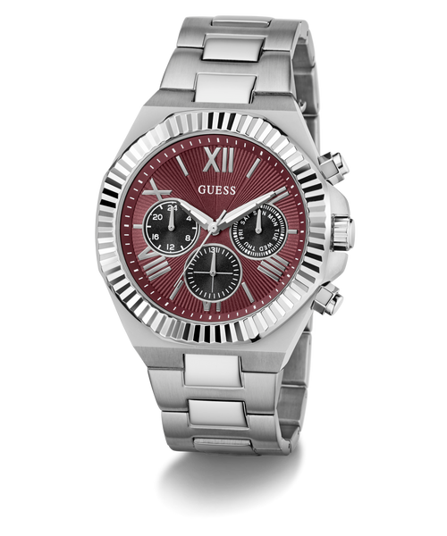 GUESS Men's Silver-Tone Multifunction Watch