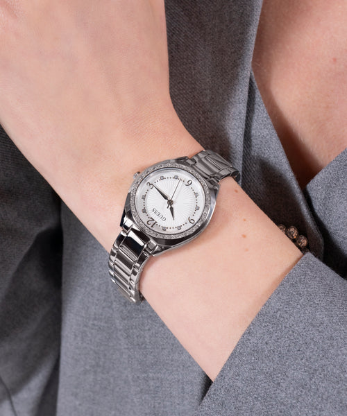 GUESS Silver-Tone Crystal Bezel Women's Watch