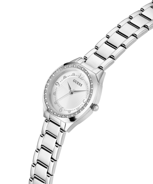 GUESS Silver-Tone Crystal Bezel Women's Watch