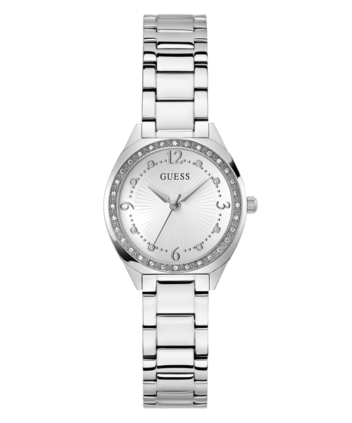 GUESS Silver-Tone Crystal Bezel Women's Watch