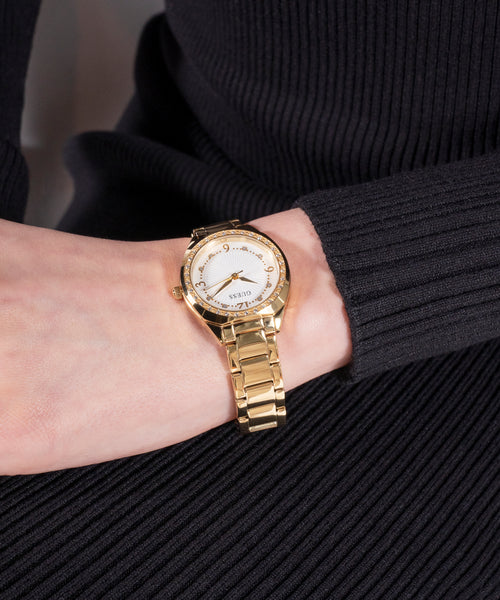 GUESS Gold-Tone Crystal Bezel Women's Watch
