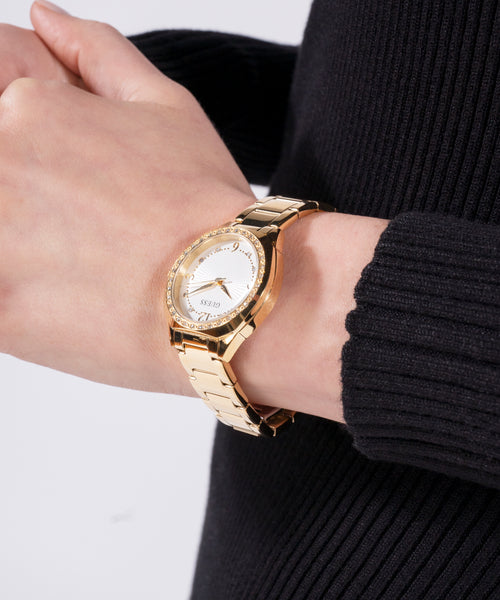 GUESS Gold-Tone Crystal Bezel Women's Watch