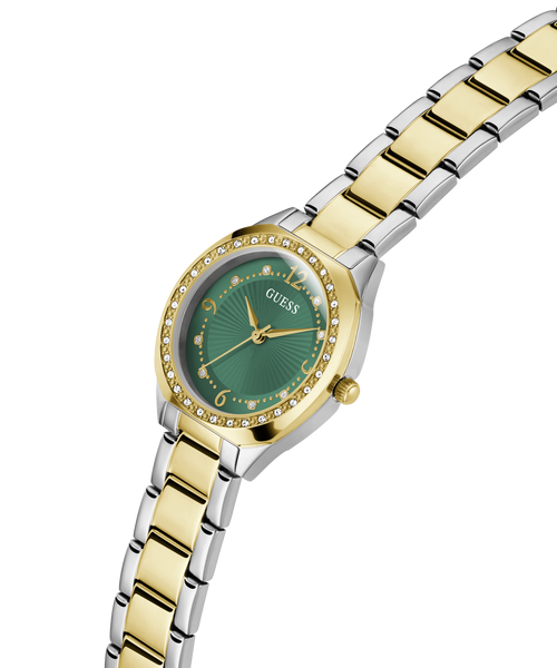 GUESS Two Tone Silver and Gold-Tone Crystal Bezel Women's Watch