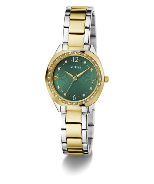 GUESS Two Tone Silver and Gold-Tone Crystal Bezel Women's Watch