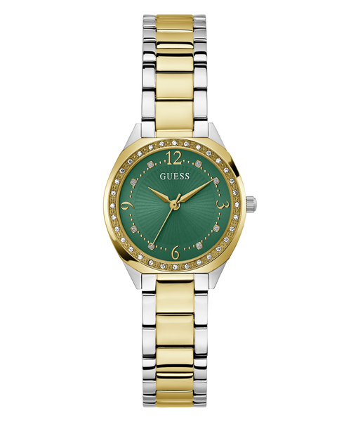 GUESS Two Tone Silver and Gold-Tone Crystal Bezel Women's Watch