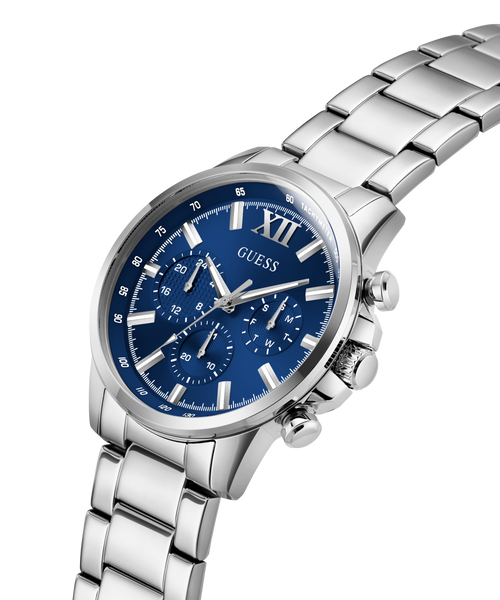 GUESS Men's Silver Tone Multi-function Watch