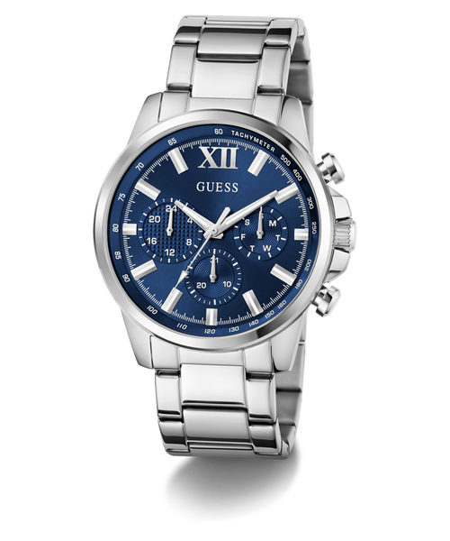 GUESS Men's Silver Tone Multi-function Watch