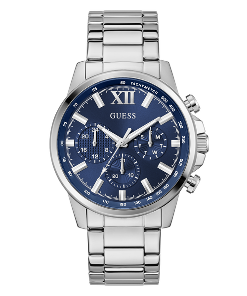 GUESS Men's Silver Tone Multi-function Watch
