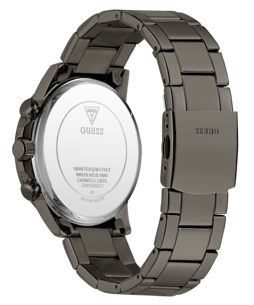 GUESS Mens Gunmetal-Tone Multifunction Watch