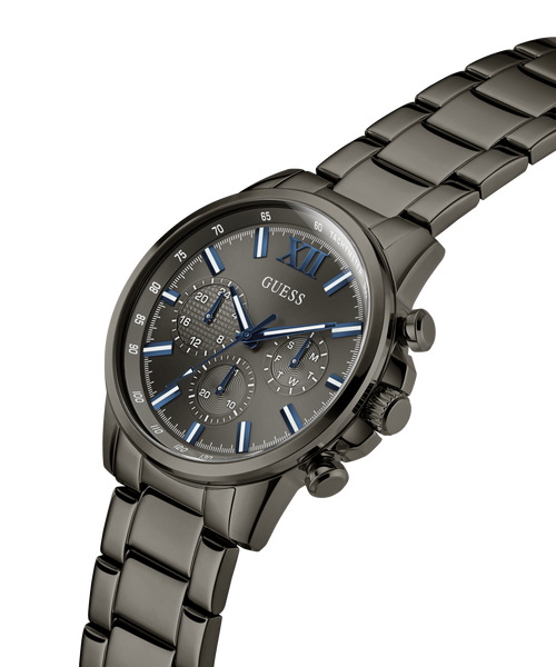 GUESS Mens Gunmetal-Tone Multifunction Watch