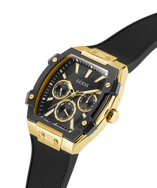 Mens Black Gold Tone Multi-function Watch