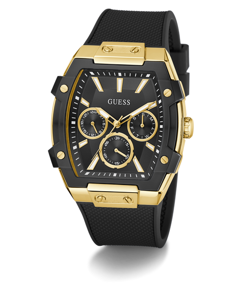 Mens Black Gold Tone Multi-function Watch