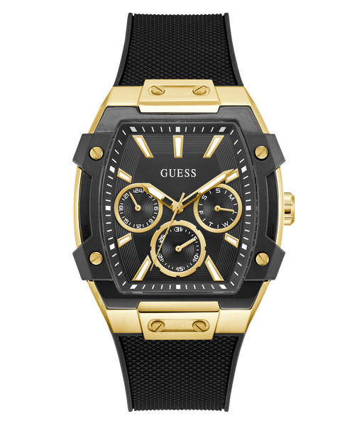 Mens Black Gold Tone Multi-function Watch