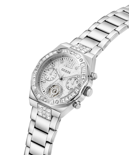GUESS Ladies Silver-Tone Analogue Watch