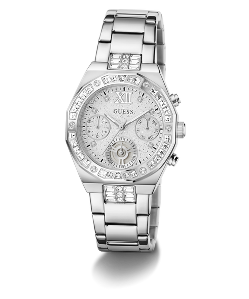 GUESS Ladies Silver-Tone Analogue Watch