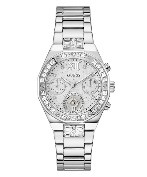 GUESS Ladies Silver-Tone Analogue Watch