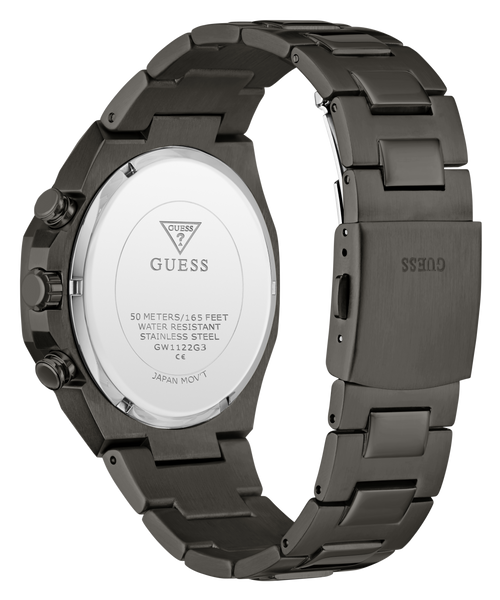 GUESS Mens Gunmetal-Tone Multifunction Watch