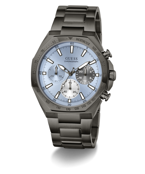 GUESS Mens Gunmetal-Tone Multifunction Watch
