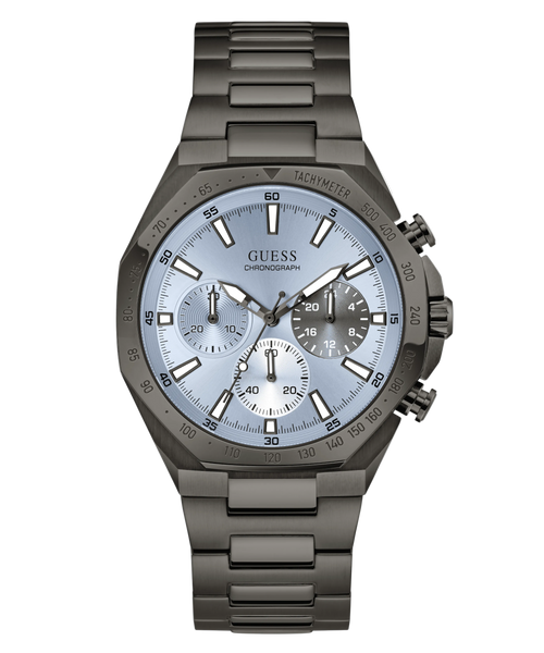 GUESS Mens Gunmetal-Tone Multifunction Watch