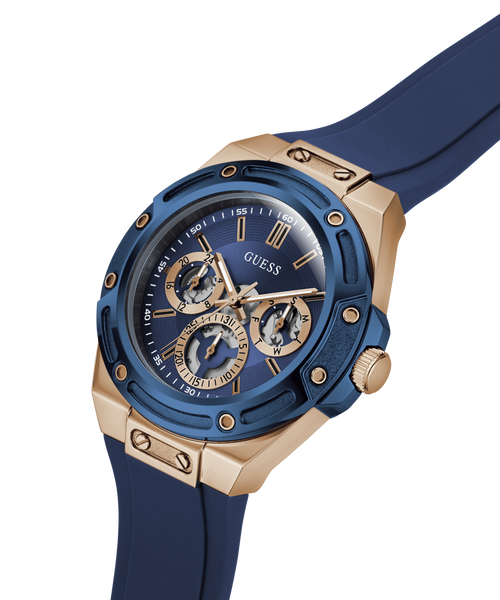 GUESS Mens Rose Gold-Tone Multifunction Watch