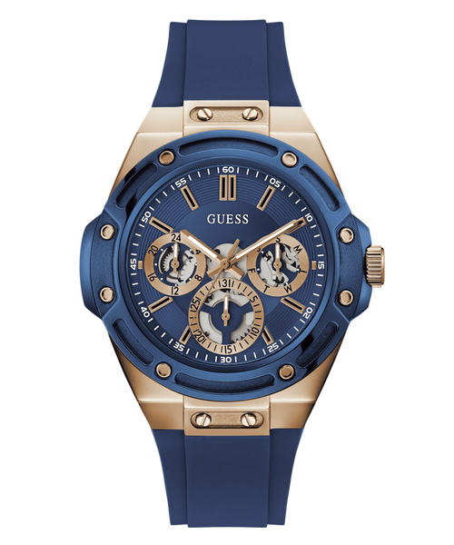 GUESS Mens Rose Gold-Tone Multifunction Watch