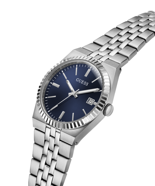 GUESS Mens Silver-Tone Analogue Watch