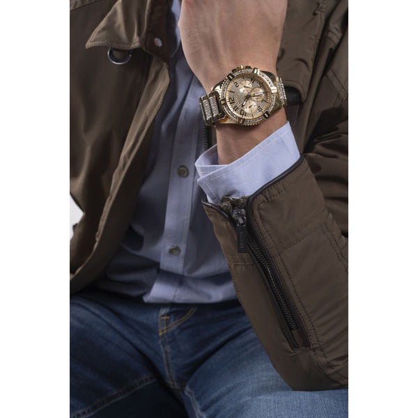 Guess Mens Gold-Tone Multi-Function Watch