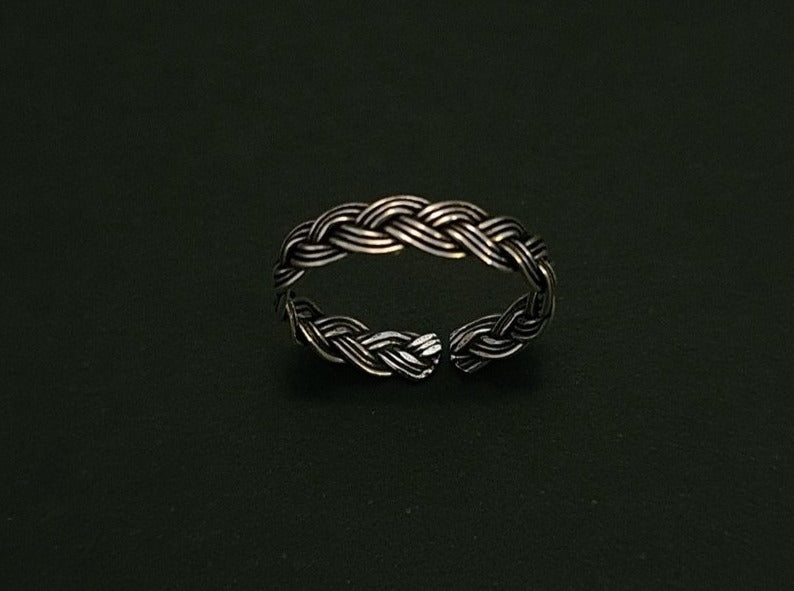 925 Sterling Silver Oxidized Weave Toe Ring