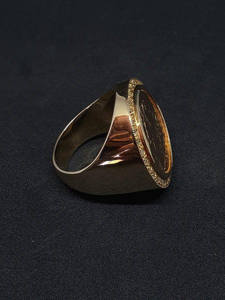 Gold Half Sovereign Ring With Diamonds
